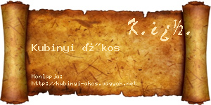 Kubinyi Ákos névjegykártya